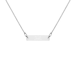Cat Lover Engraved Silver Bar Chain Necklace