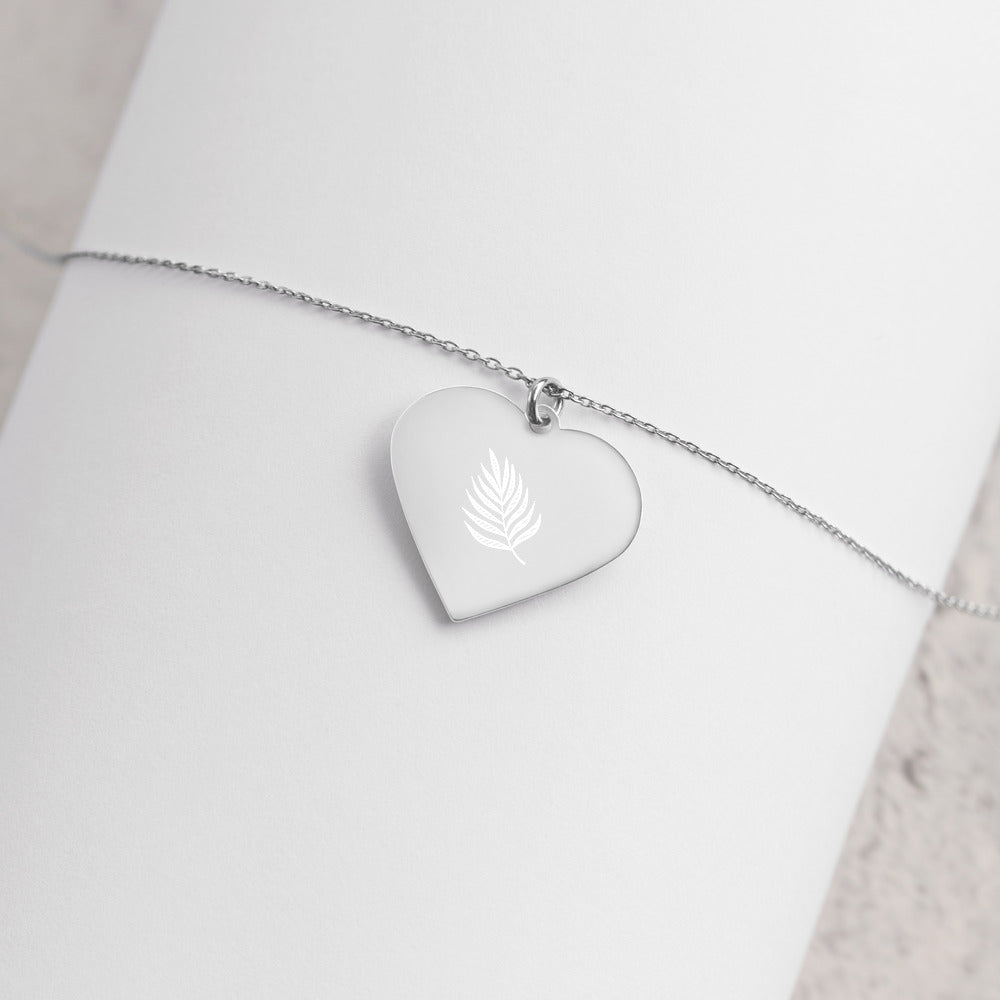 Engraved Silver Heart Necklace